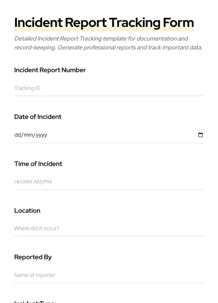Incident Report Tracking preview