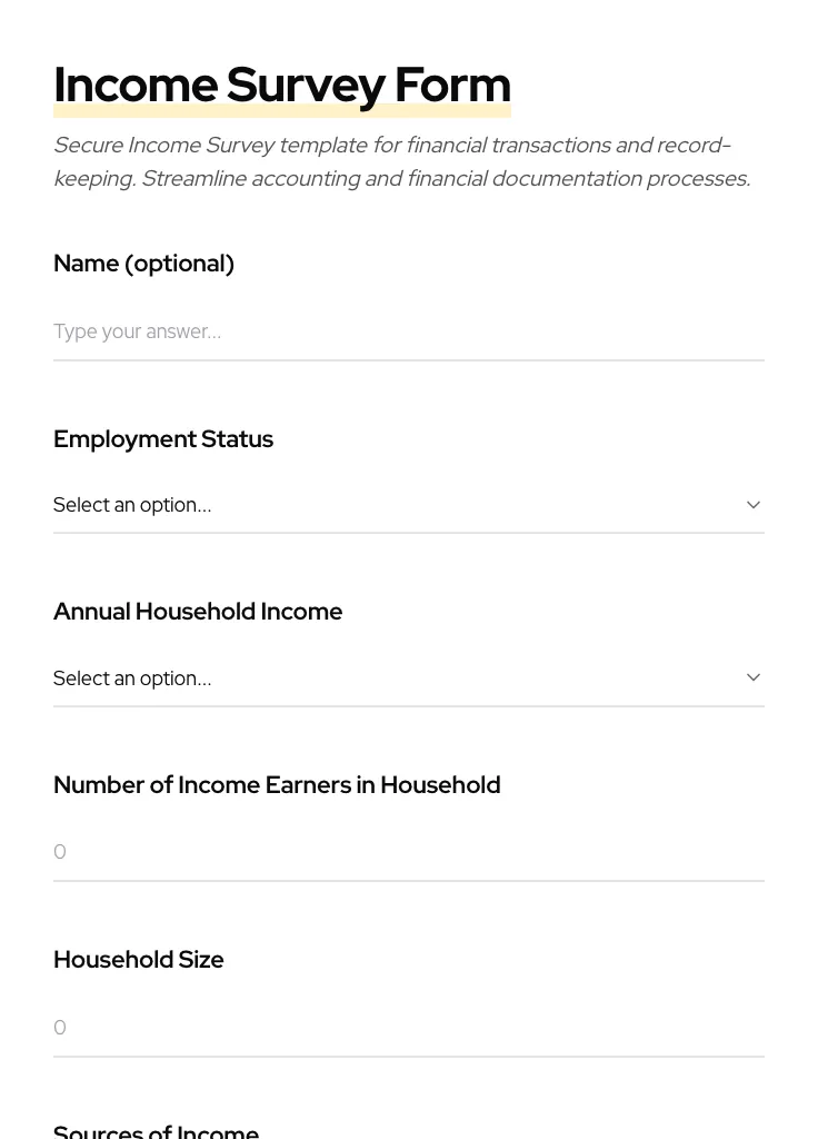 Income Survey preview