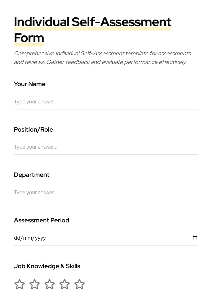 Individual Self-Assessment preview