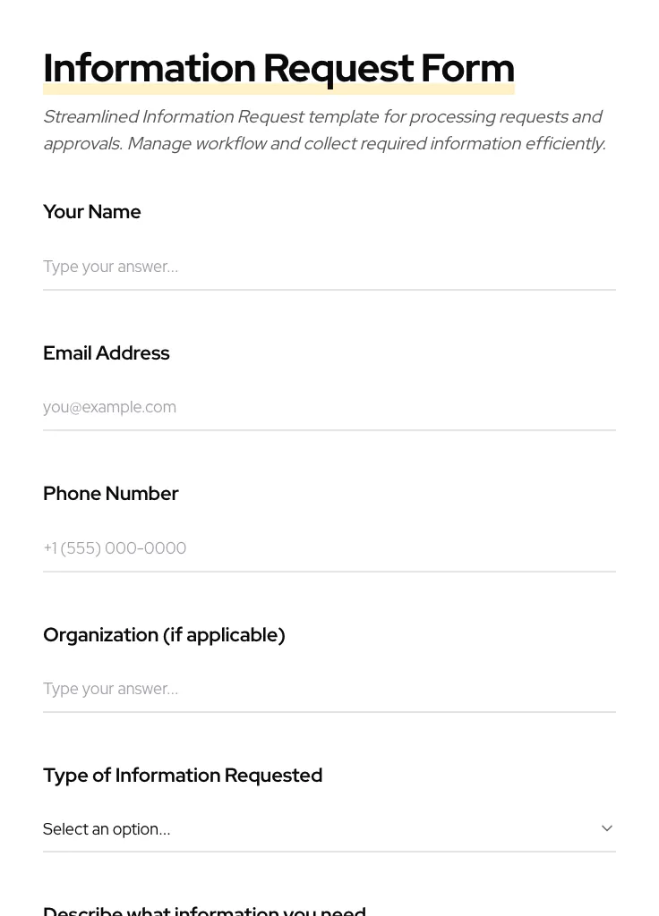 Information Request preview