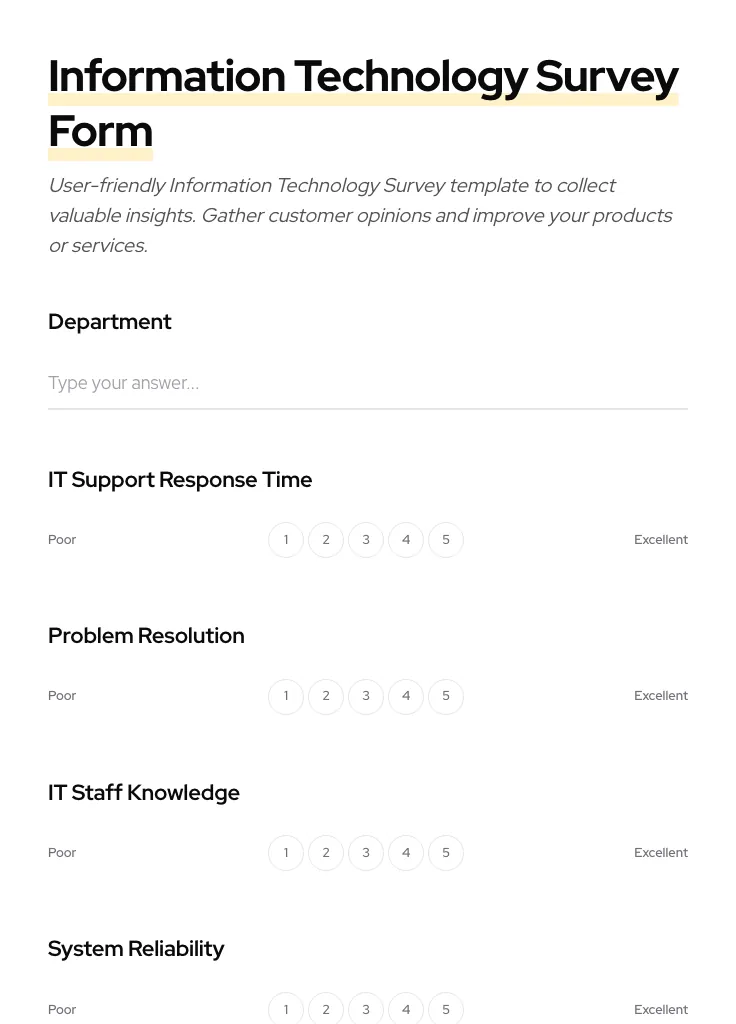 Information Technology Survey preview