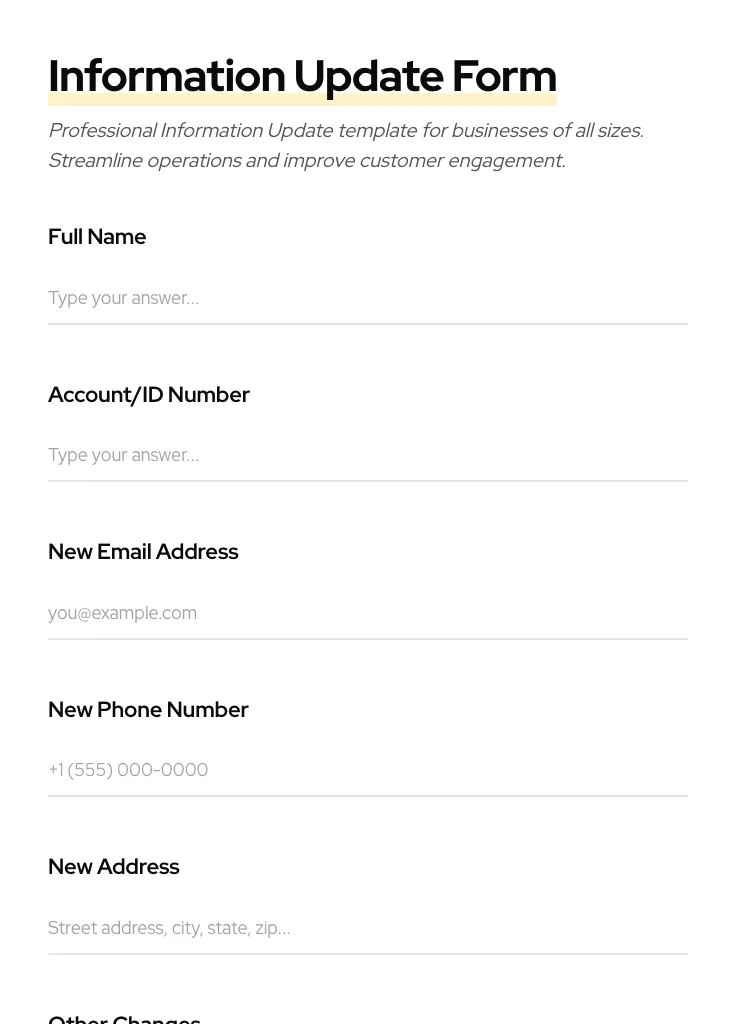 Information Update preview