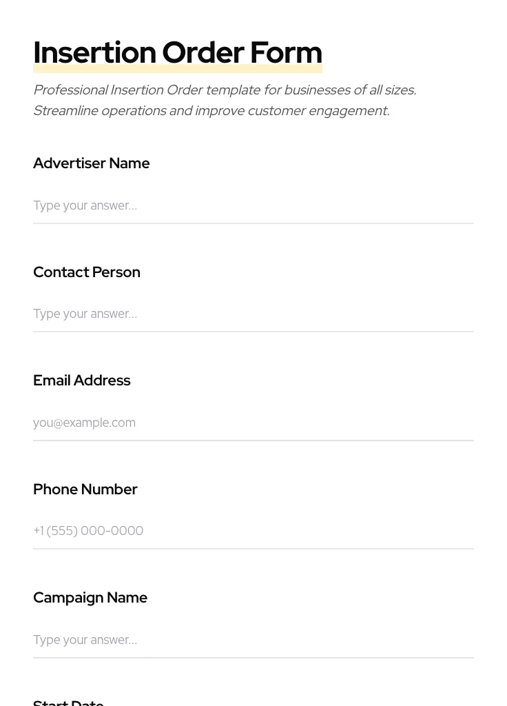 Insertion Order preview