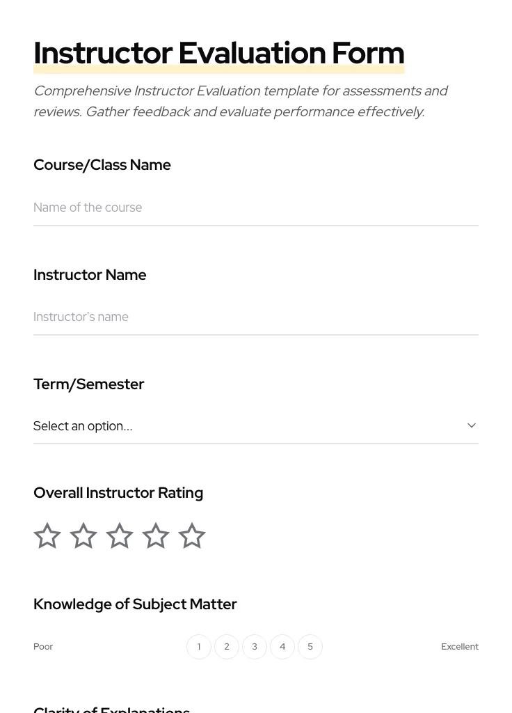 Instructor Evaluation preview