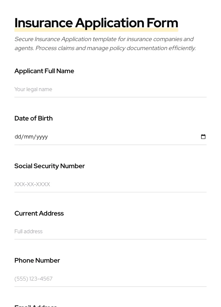 Insurance Application preview