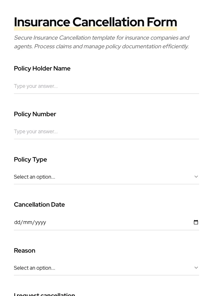 Insurance Cancellation preview