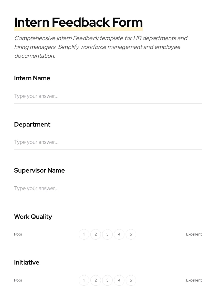 Intern Feedback preview