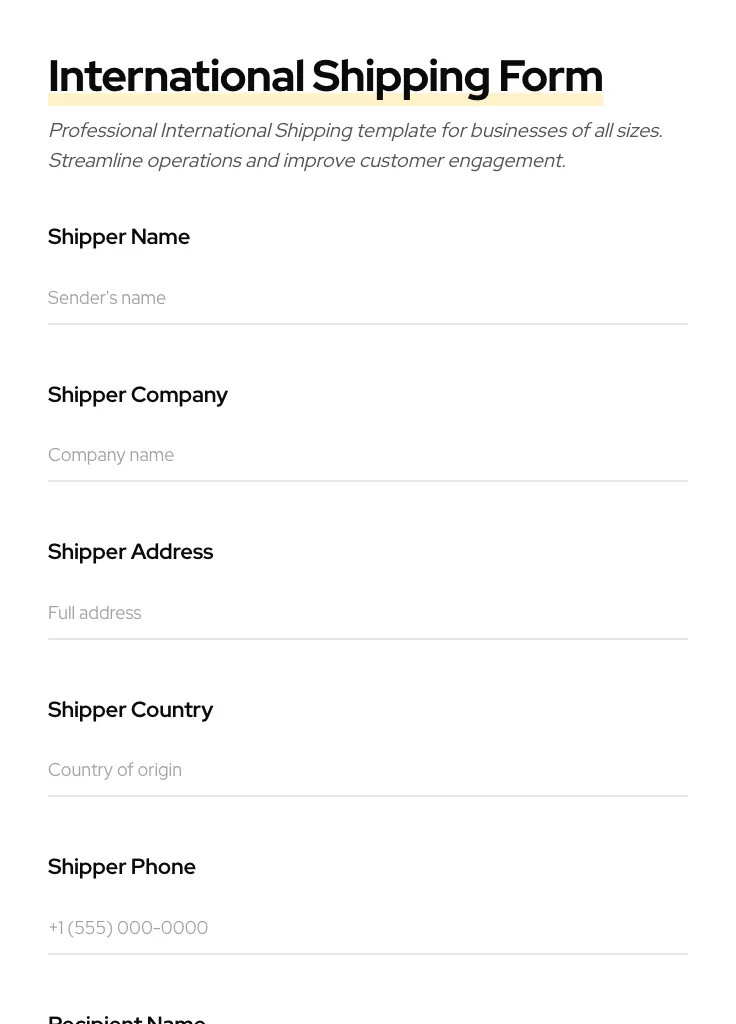 International Shipping preview