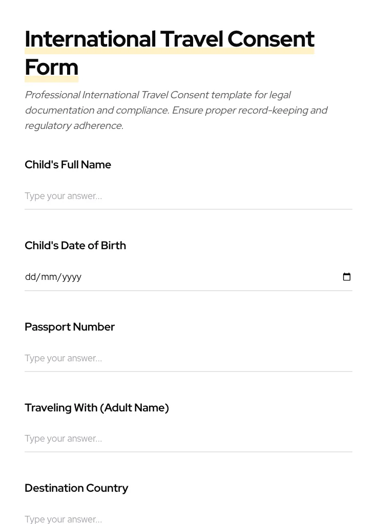 International Travel Consent preview