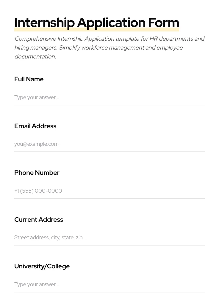 Internship Application preview