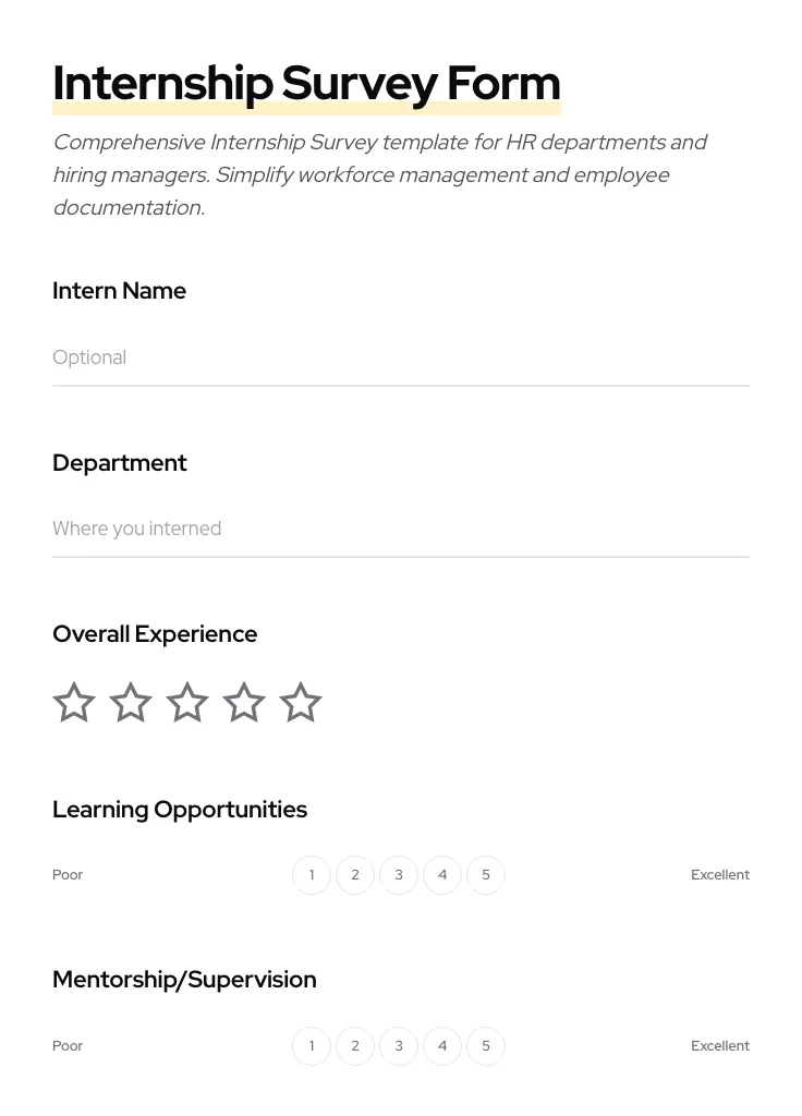 Internship Survey preview