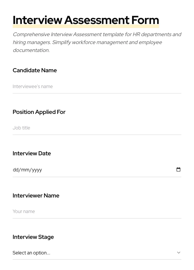 Interview Assessment preview