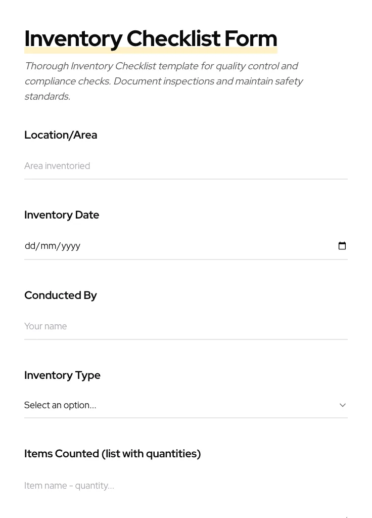 Inventory Checklist preview