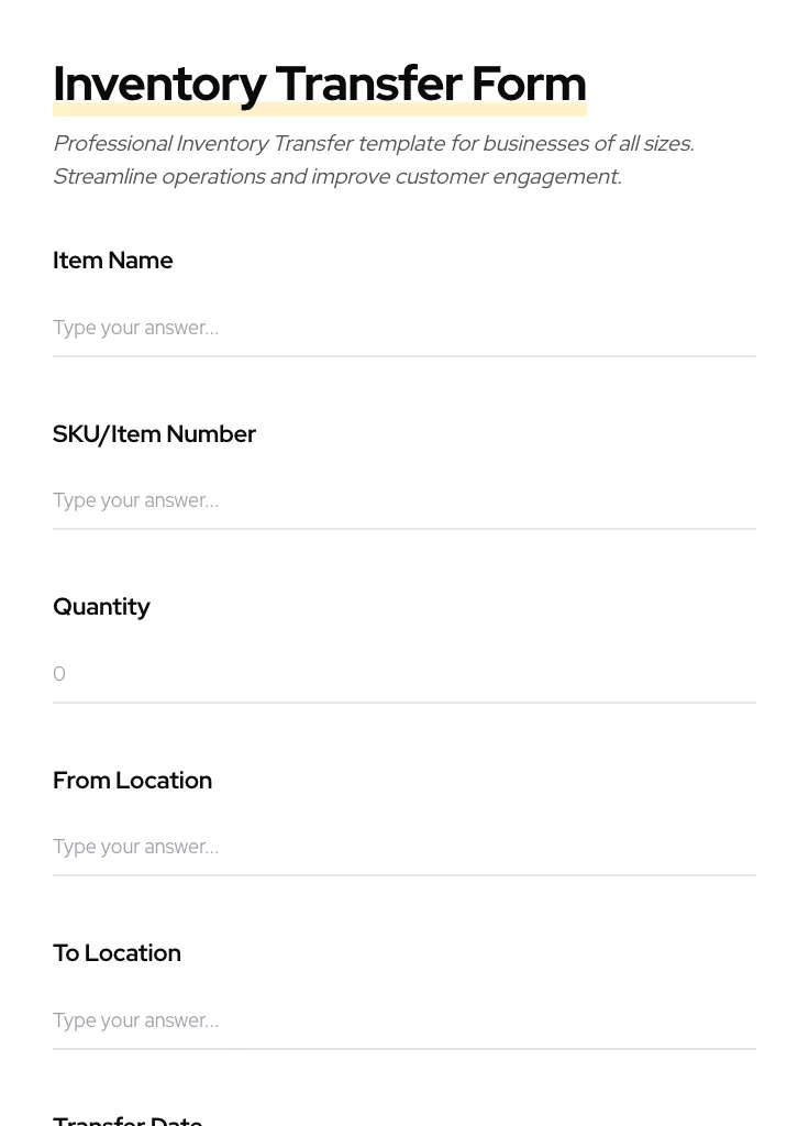 Inventory Transfer preview
