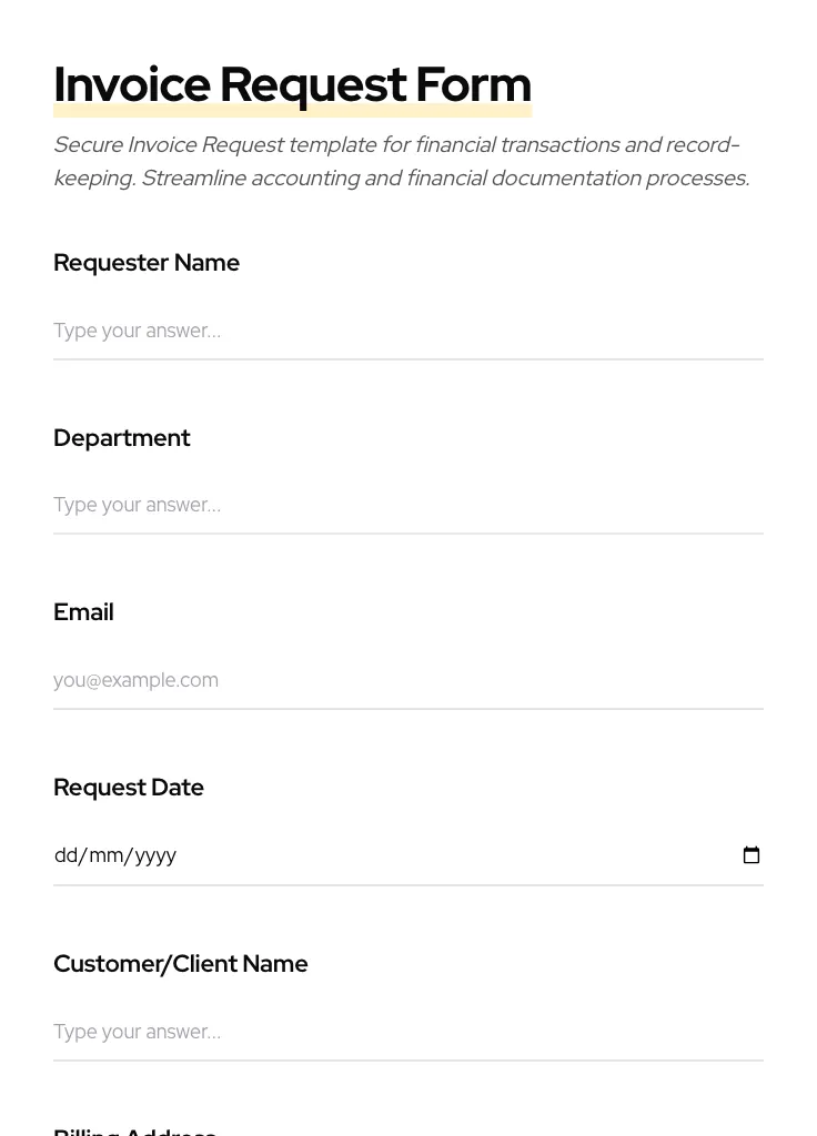 Invoice Request preview