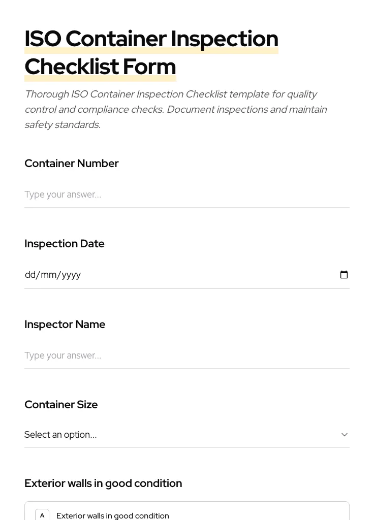 ISO Container Inspection Checklist preview