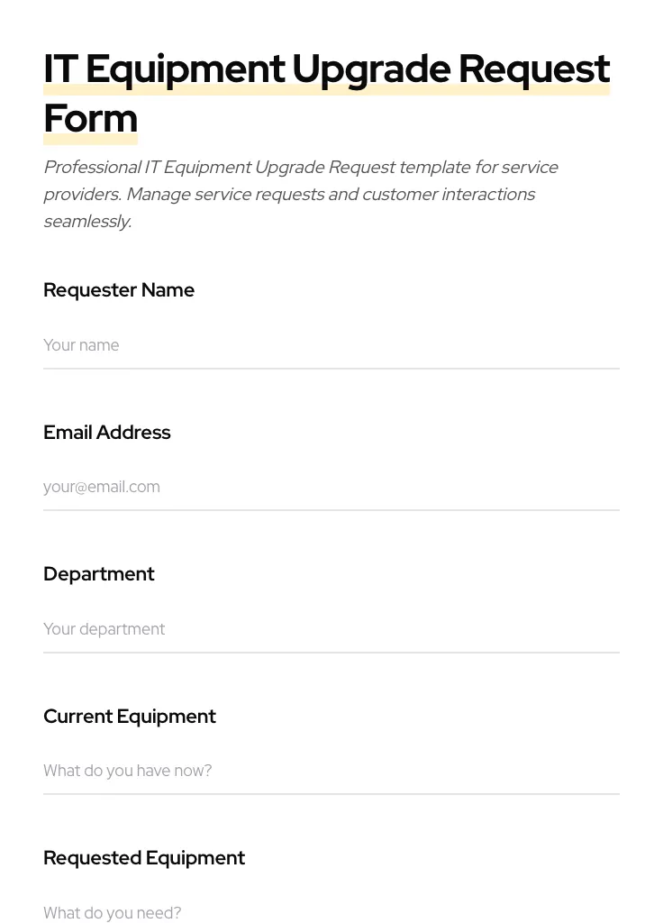 IT Equipment Upgrade Request preview