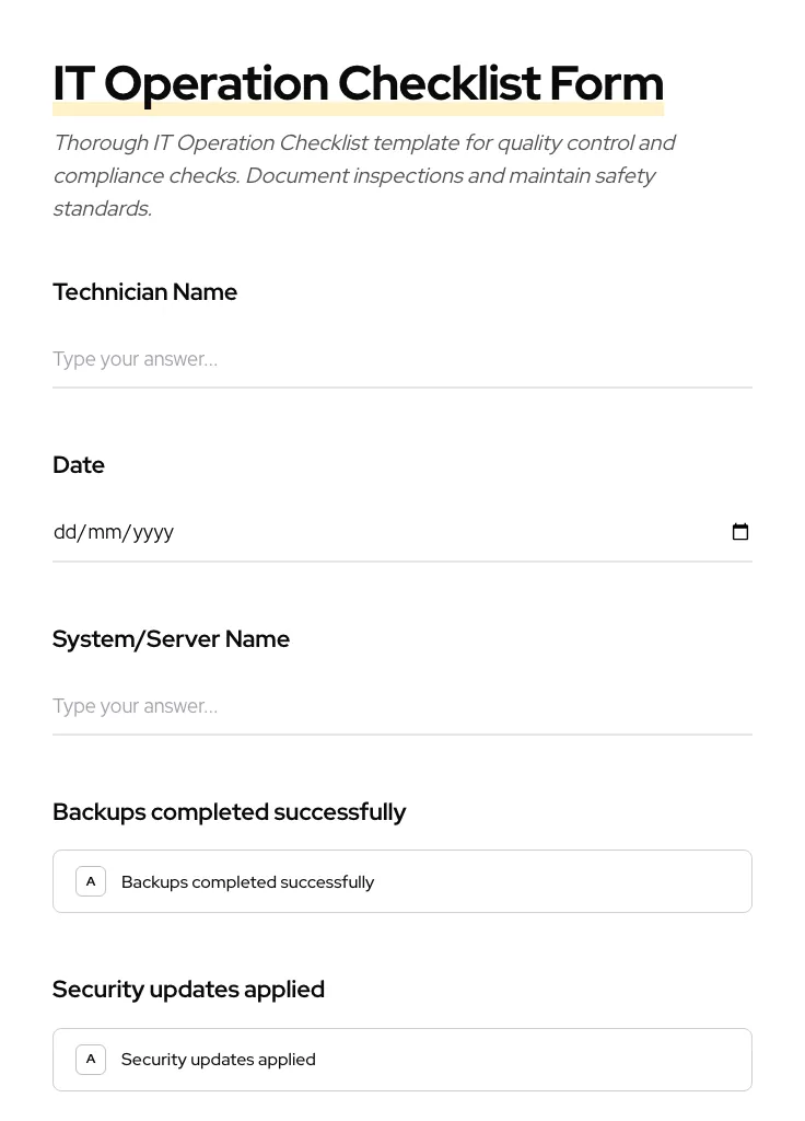 IT Operation Checklist preview