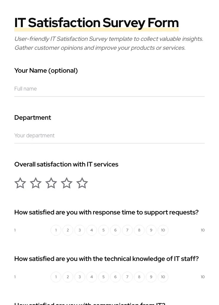 IT Satisfaction Survey preview
