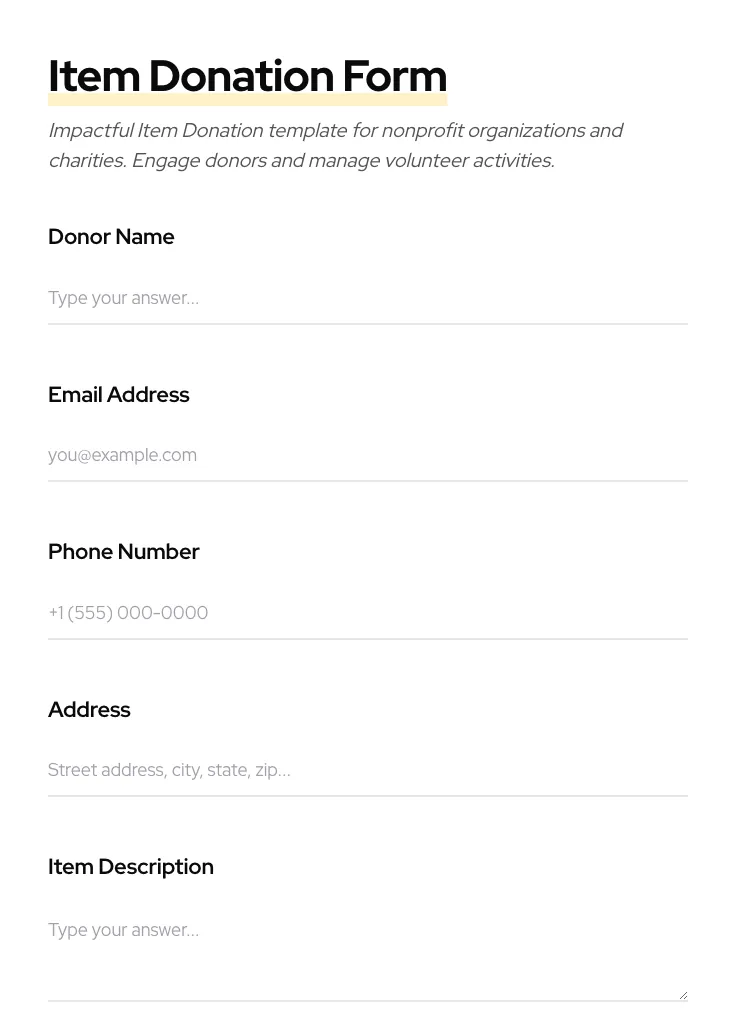 Item Donation preview