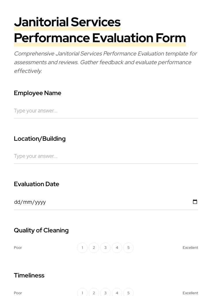 Janitorial Services Performance Evaluation preview