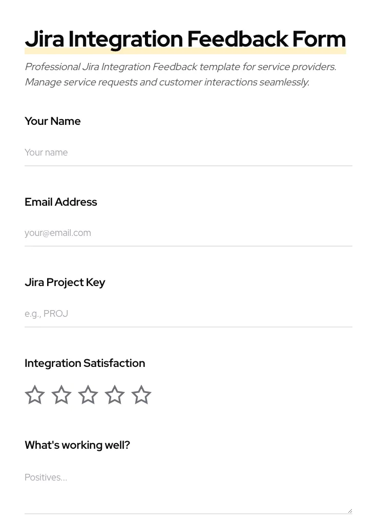 Jira Integration Feedback preview