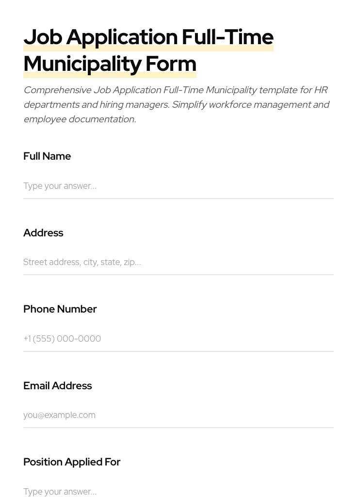 Job Application Full-Time Municipality preview