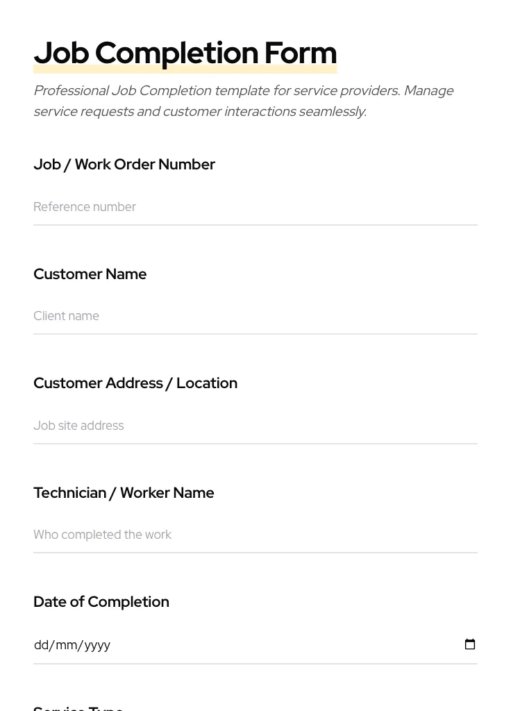 Job Completion preview