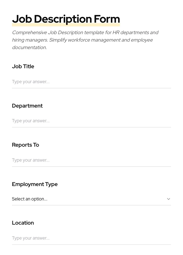 Job Description preview