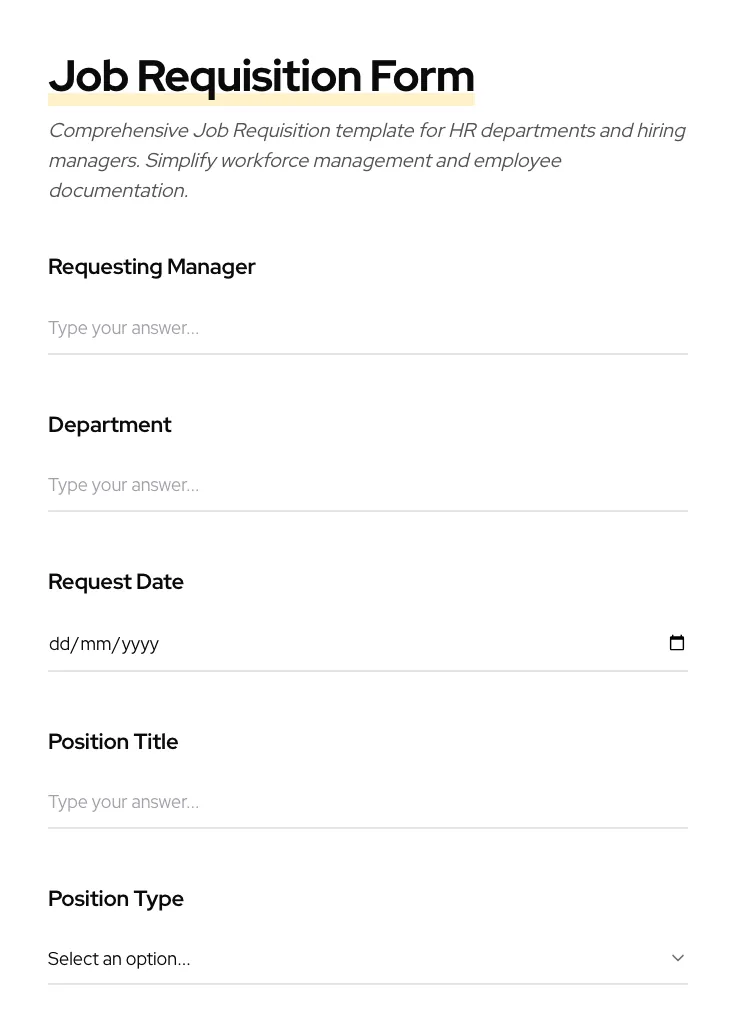 Job Requisition preview