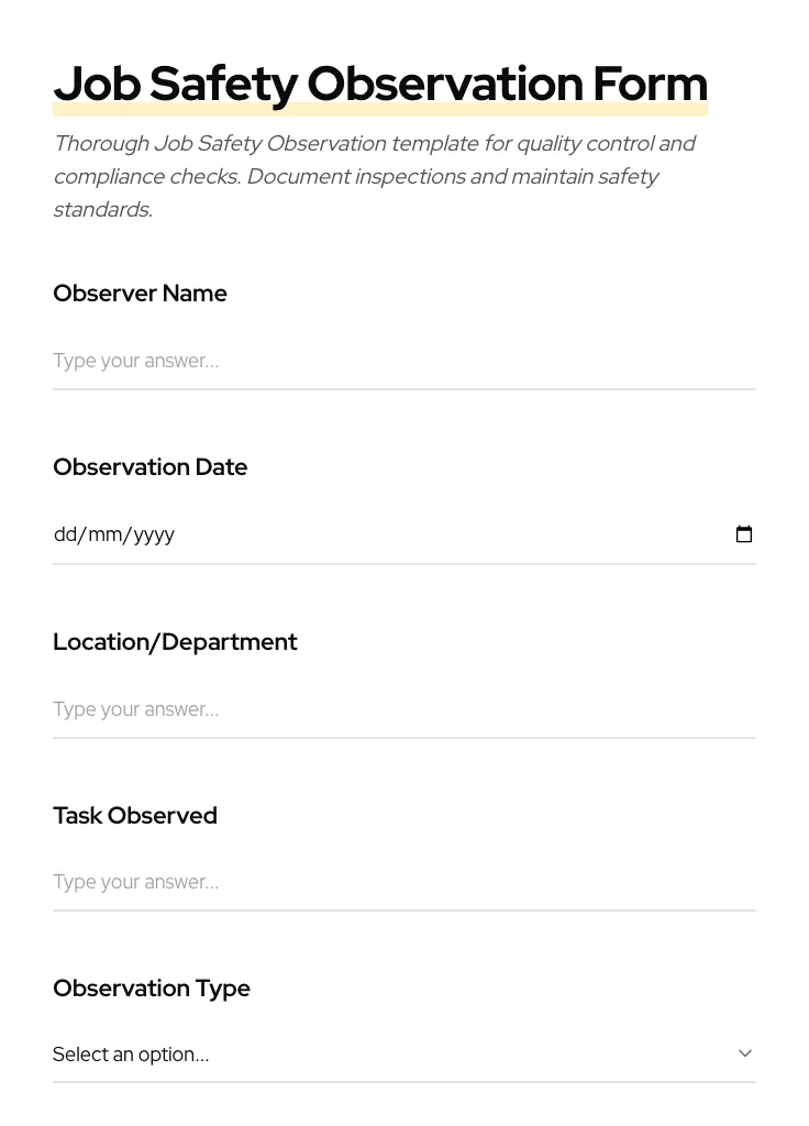 Job Safety Observation preview