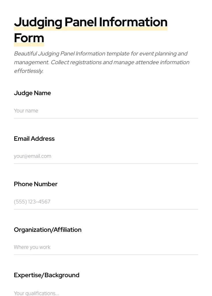 Judging Panel Information preview