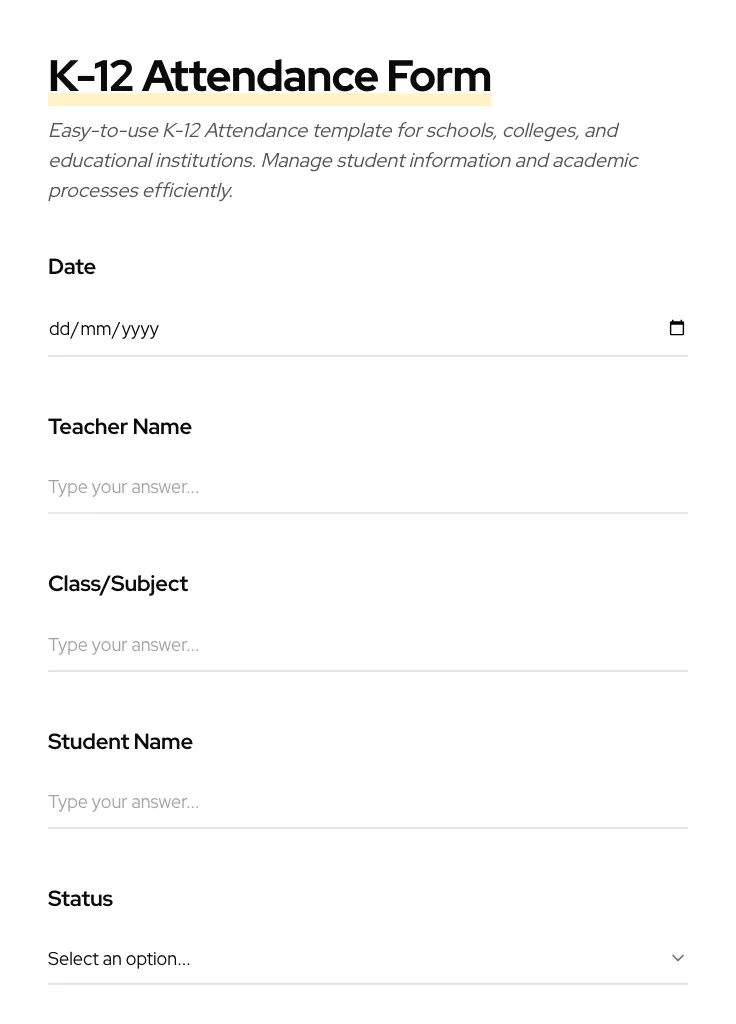 K-12 Attendance preview