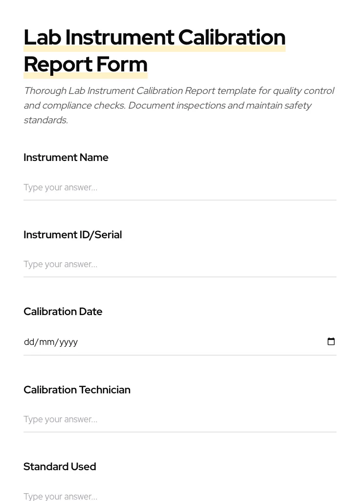 Lab Instrument Calibration Report preview