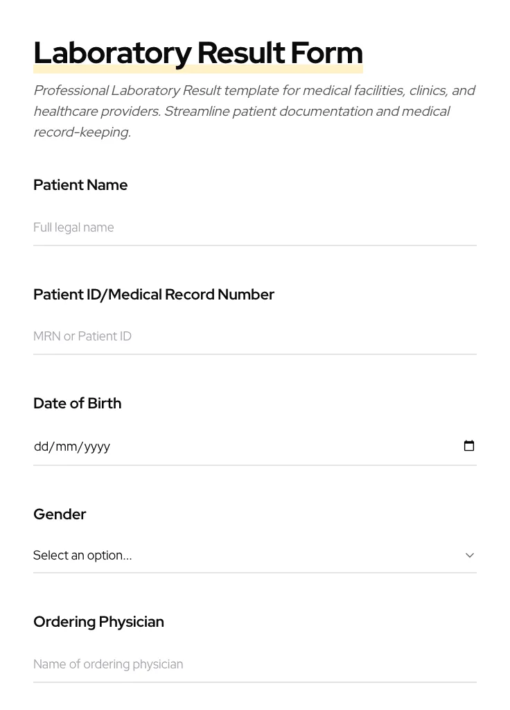 Laboratory Result preview