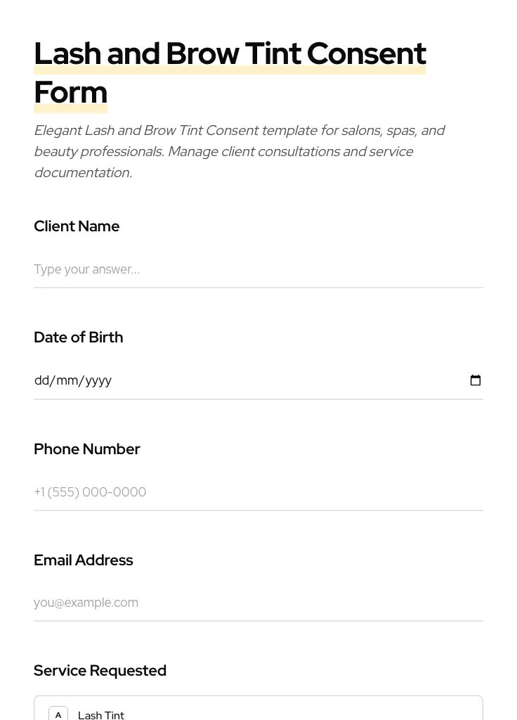 Lash and Brow Tint Consent preview