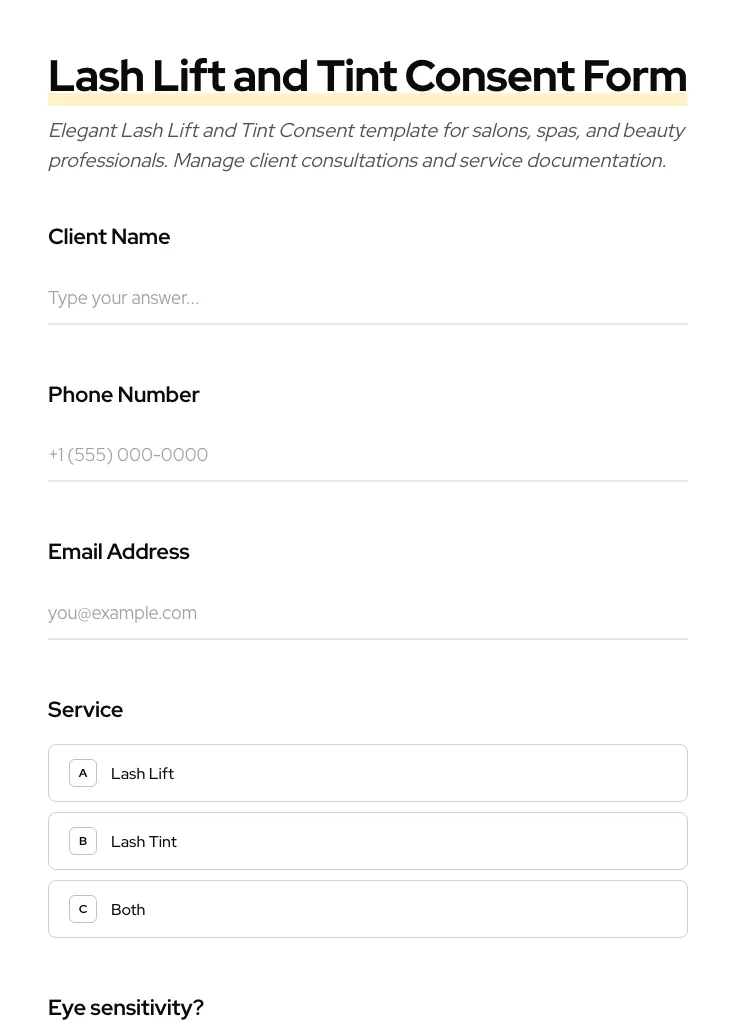 Lash Lift and Tint Consent preview
