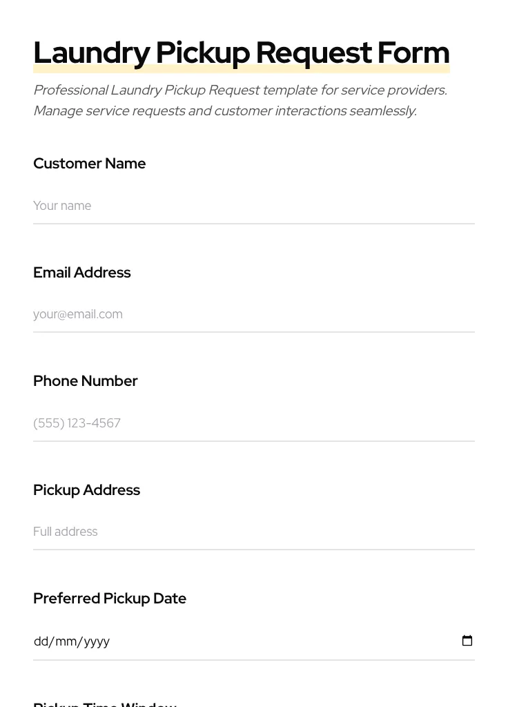 Laundry Pickup Request preview