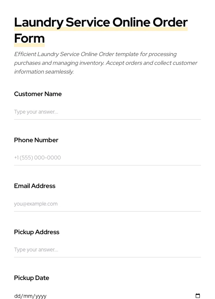 Laundry Service Online Order preview