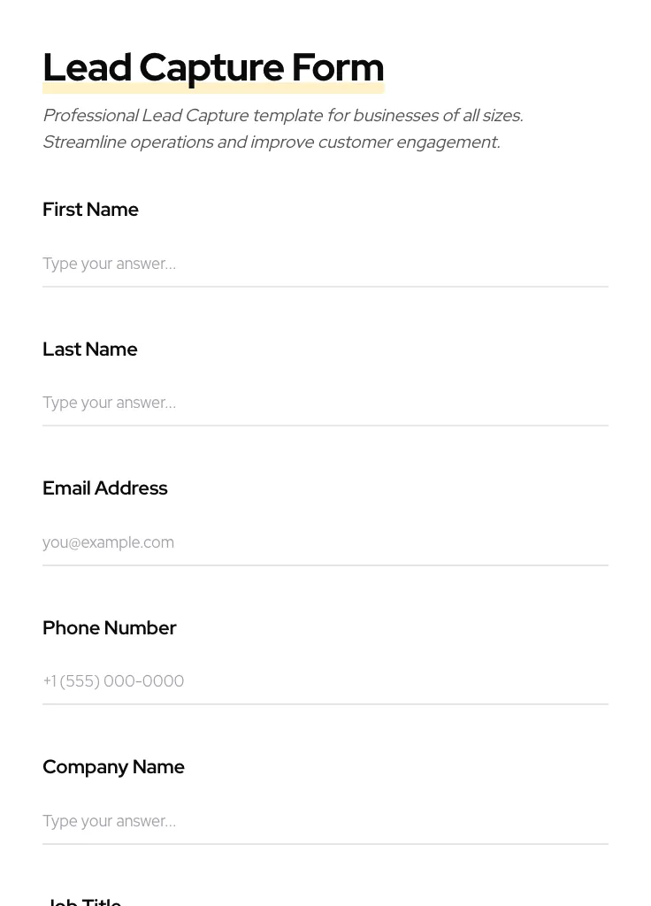 Lead Capture preview