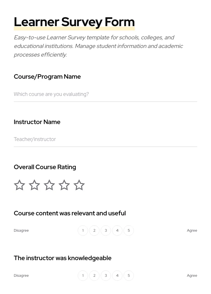 Learner Survey preview