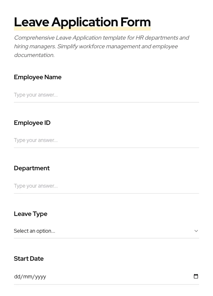 Leave Application preview