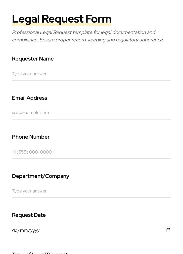 Legal Request preview