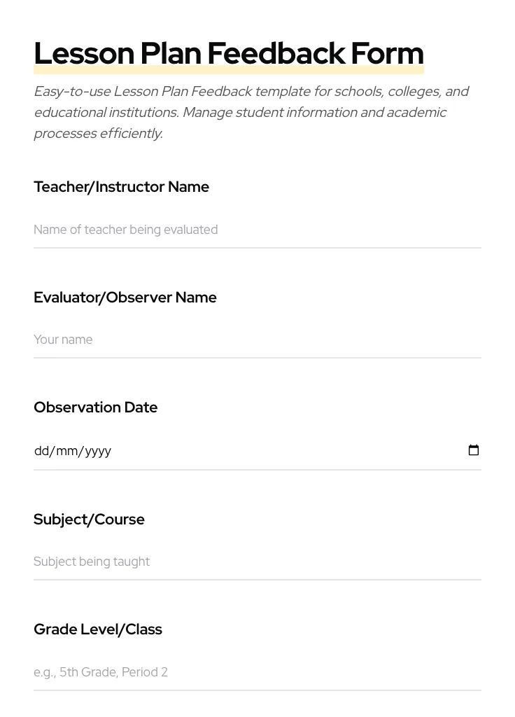 Lesson Plan Feedback preview