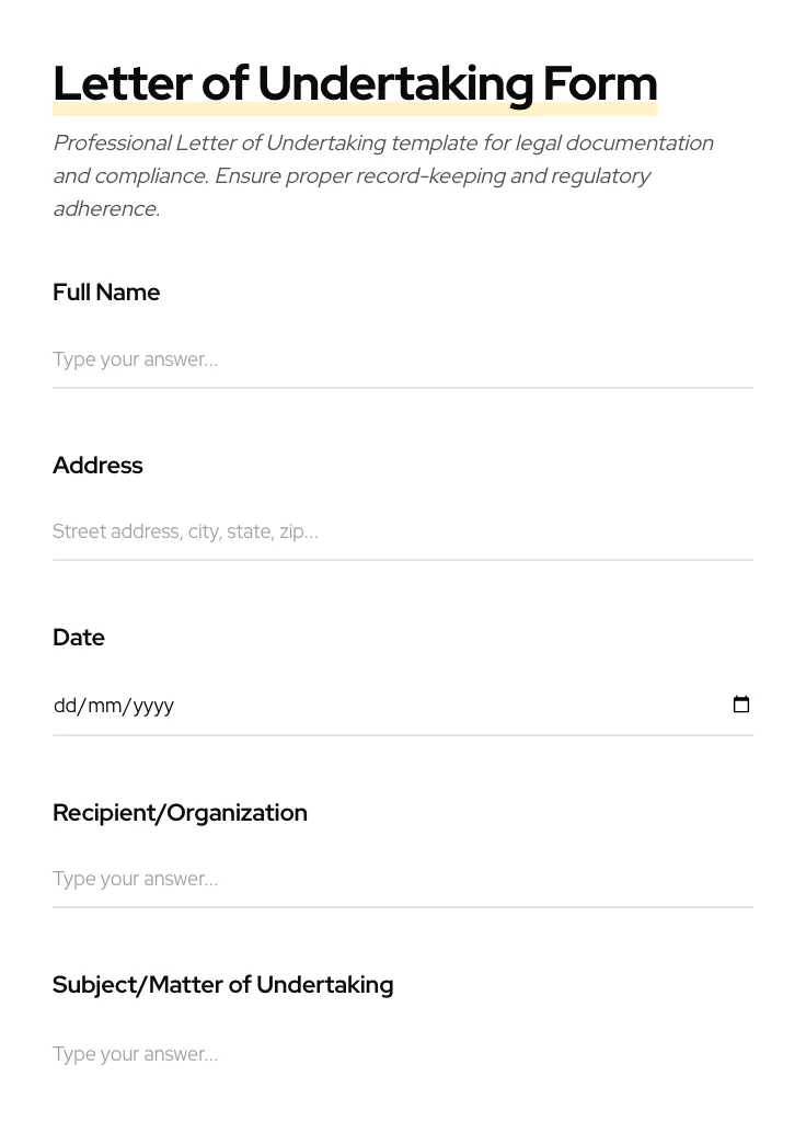 Letter of Undertaking preview