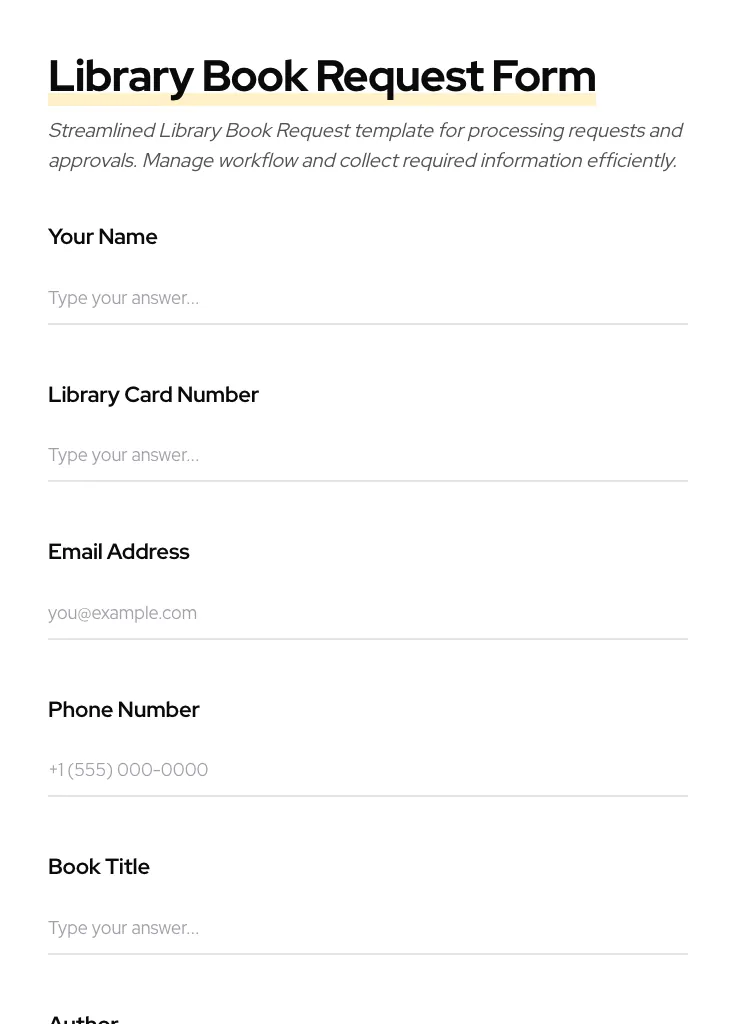 Library Book Request preview