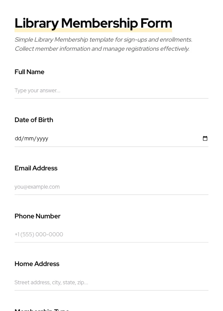 Library Membership preview