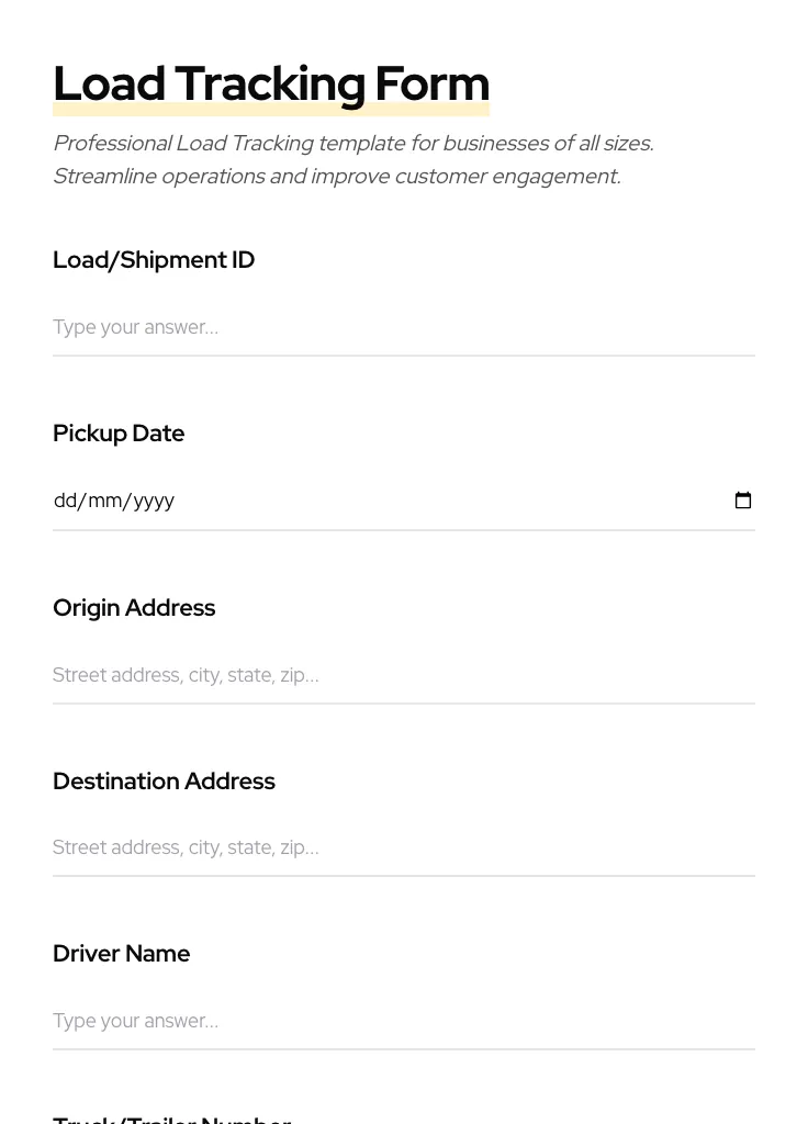 Load Tracking preview