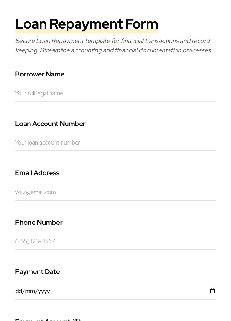 Loan Repayment preview