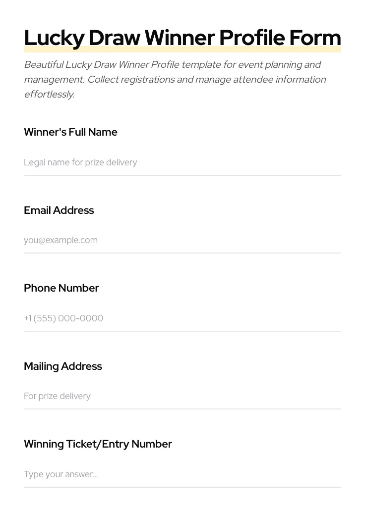 Lucky Draw Winner Profile preview